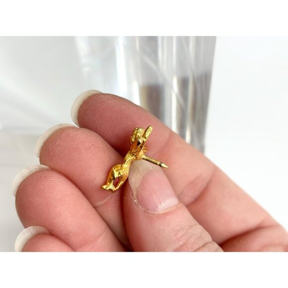 Teeny Tiny Cherub Gold T Purple Rhinestone Angel Figural Vintage Religious Pin - Picture 10 of 10